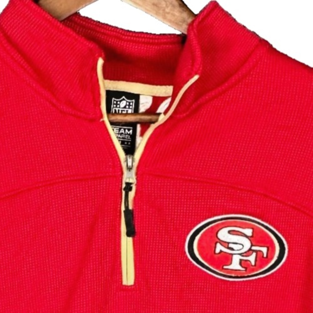 NFL Team Apparel Mens Medium San Francisco 49ers Quarter Zip Fleece Jacket Red M